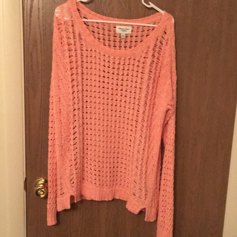 Womens American Eagle crochet long sleeve sweater
